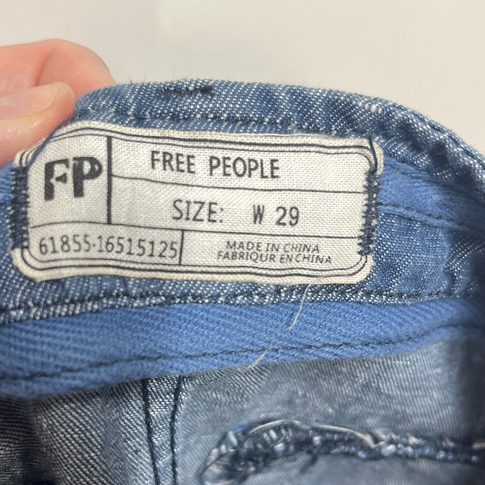 Free People Island Vibes Discharge Trousers pant Island Blue size 29 boho - Picture 7 of 9